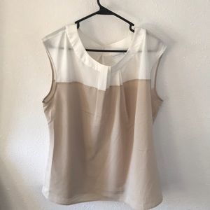 White and beige blouse from New York and Company